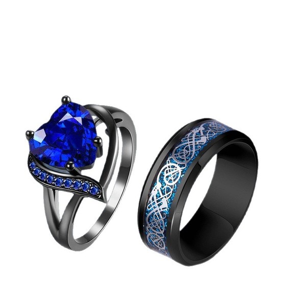 men's blue fashionable women's ring stainless steel