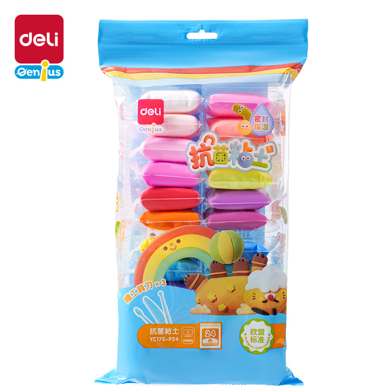Dely YC175 bolsa auto-sellada de arcilla 12 colores 24 colores 36 colores juguetes para niños y estudiantes de barro de color pasta de goma hecha a mano