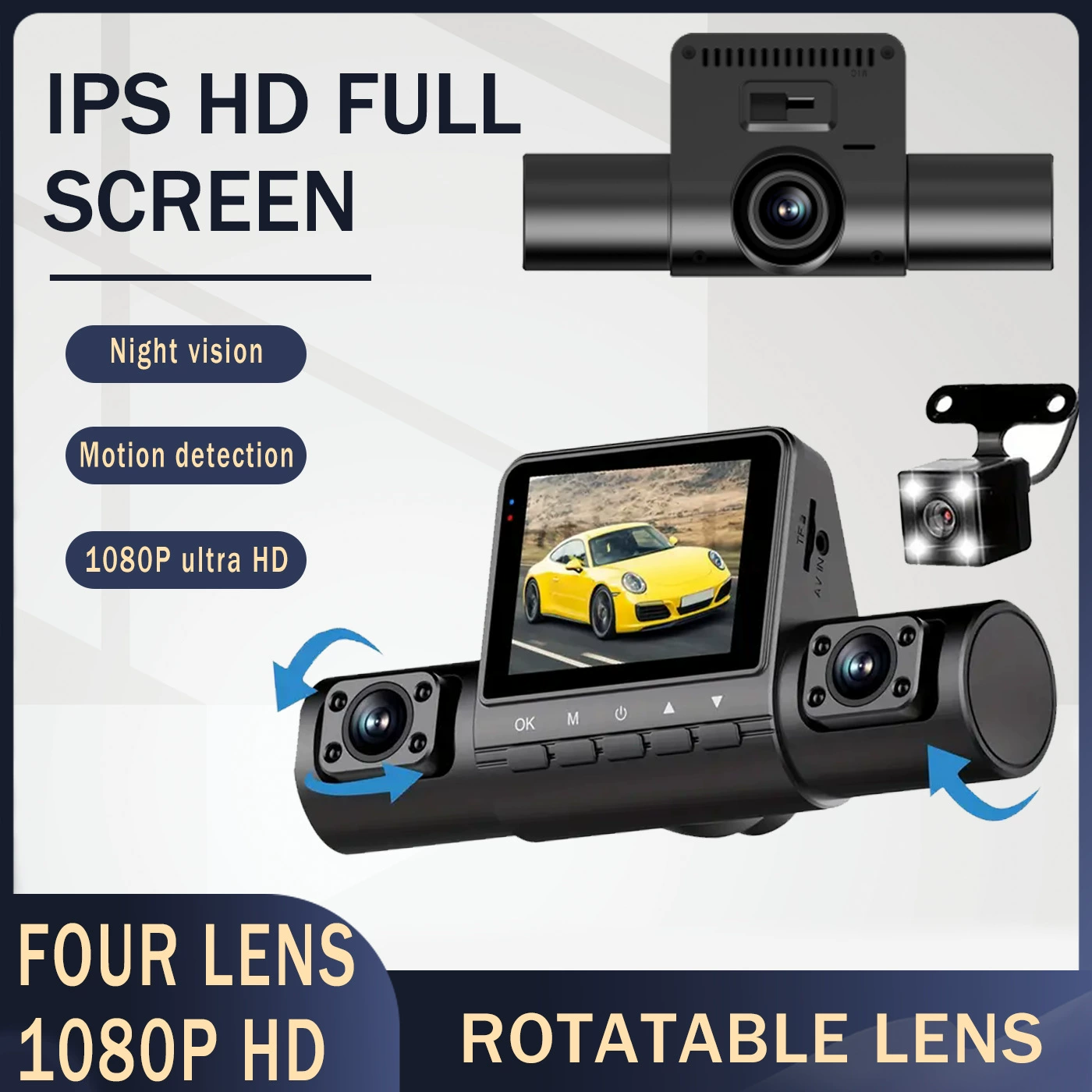 Трансграничный эксклюзив для трехъязальный четырехобъективный видеорегистратор HD 1080P инфракрасный ночной мониторинг парковки автомобиля