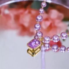 新しい Ziqi Donglai ハイエンドパール鎖骨チェーンクリスタルペンダントパープルライト高級ネックレスアクセサリージュエリー卸売