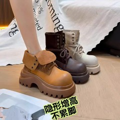 云芙厚底马丁靴女款2025秋季新款英伦风大黄靴骑士靴女春秋单靴子