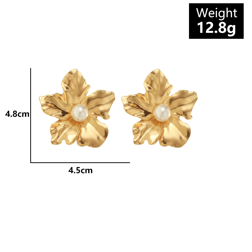 No Inlaid Inlay Material Flower Plating Metal No Inlaid Stud Earrings