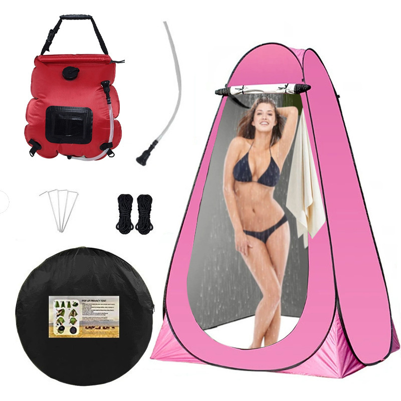 2 ventanas tienda de Campaña Roja Mei + gran bolsa de baño roja