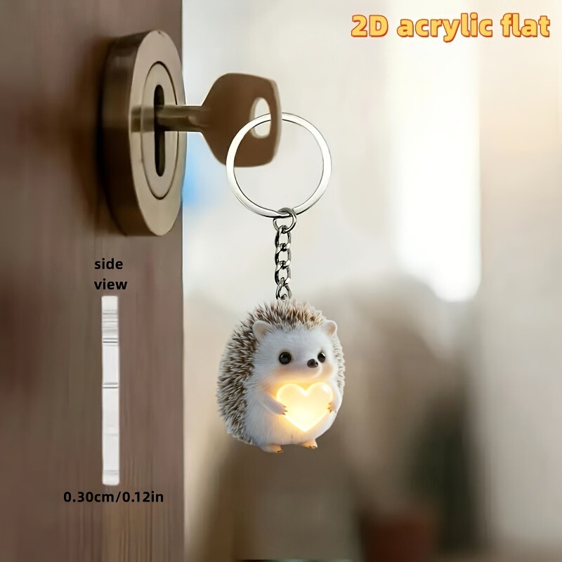 Cross-Border Hedgehog Keychain with Cute Pattern, Small Gift, Fun Acrylic Decoration for Car, Phone, Backpack