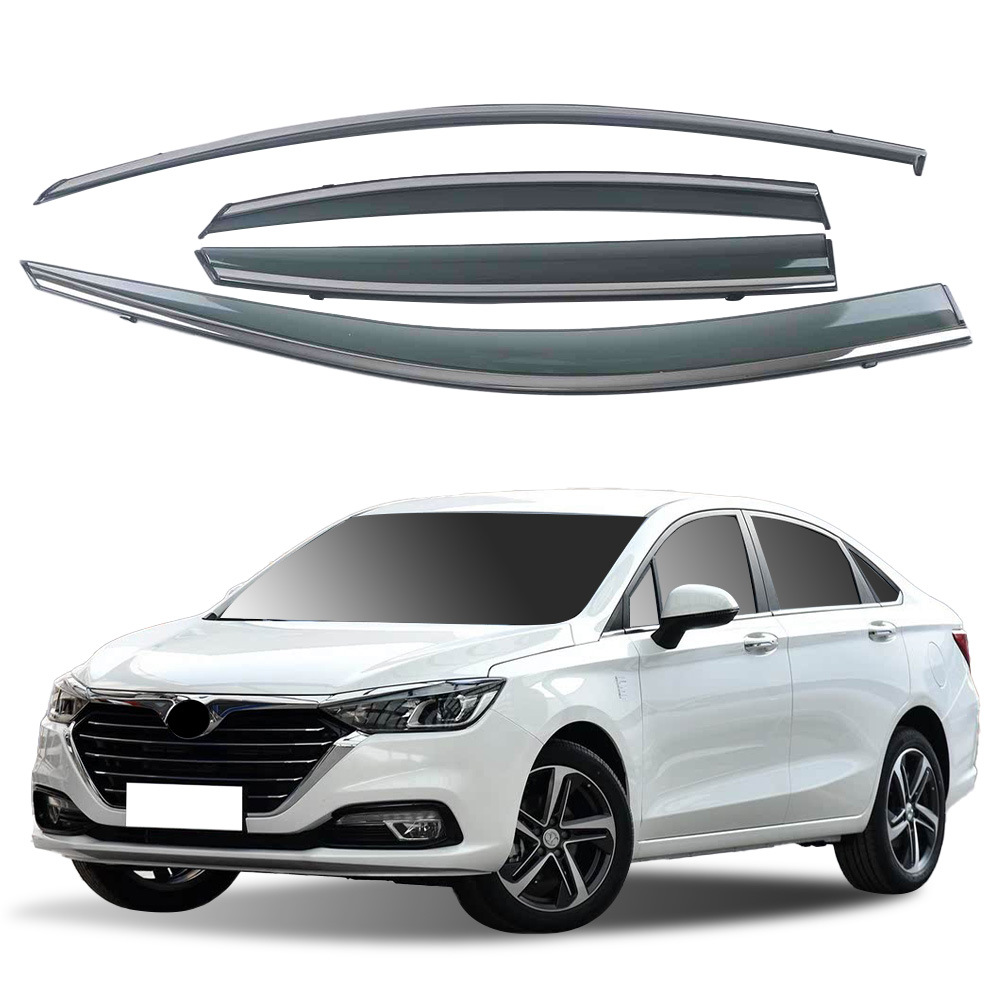 BAIC Window Visor Rain Guards for BAIC Senova D50/EU5 2018 (Rain shield) - 2018-baic-senova-d50eu5-rain-guard-3d-stainless-steel-bright-strip-hook-adhesive-tape-4-pc