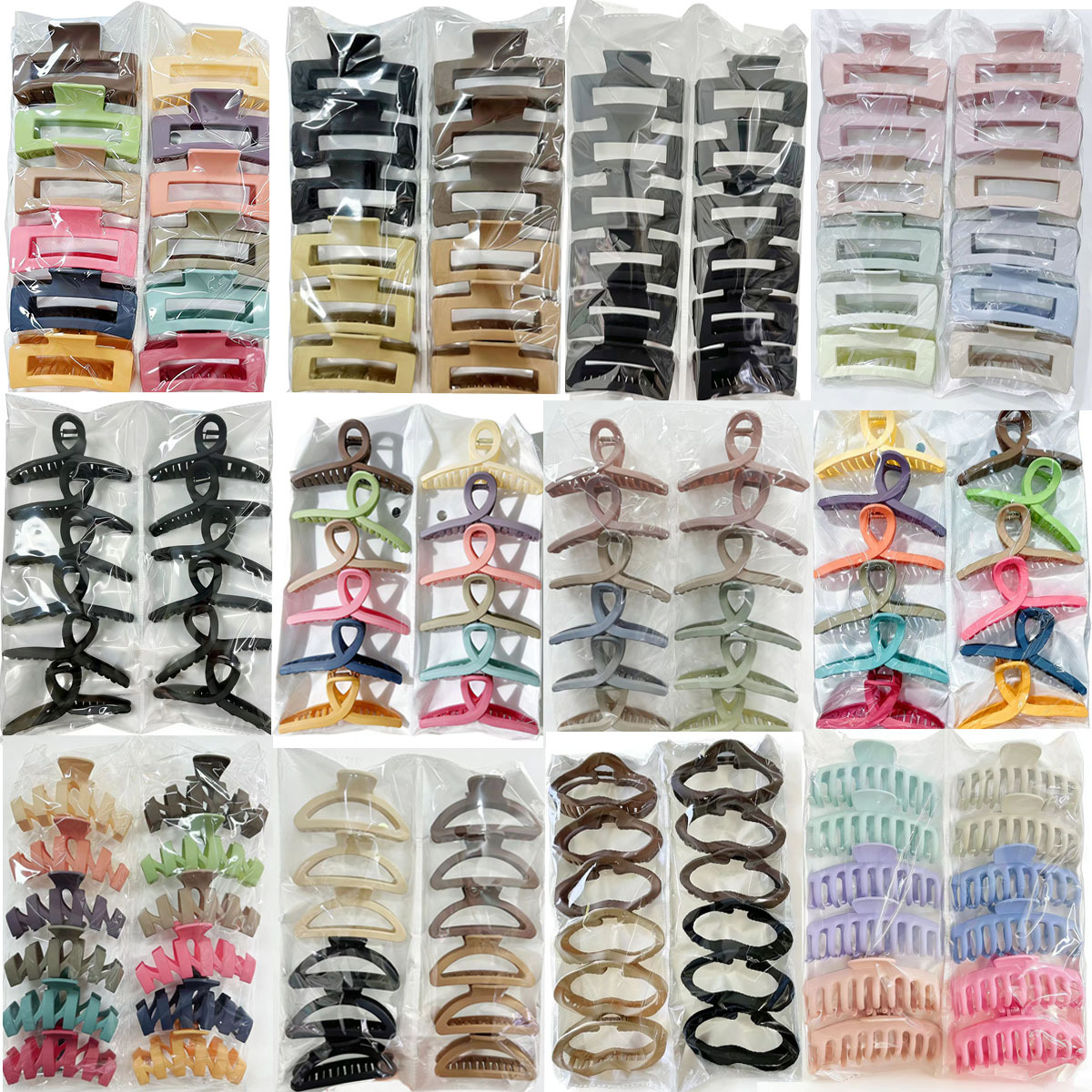 Women's Cross-Border Rubber Paint Large Grip Hair Clip High Volume Back of Head Bun Hair Shark Clip Two Yuan Clearance Hair Accessory Set