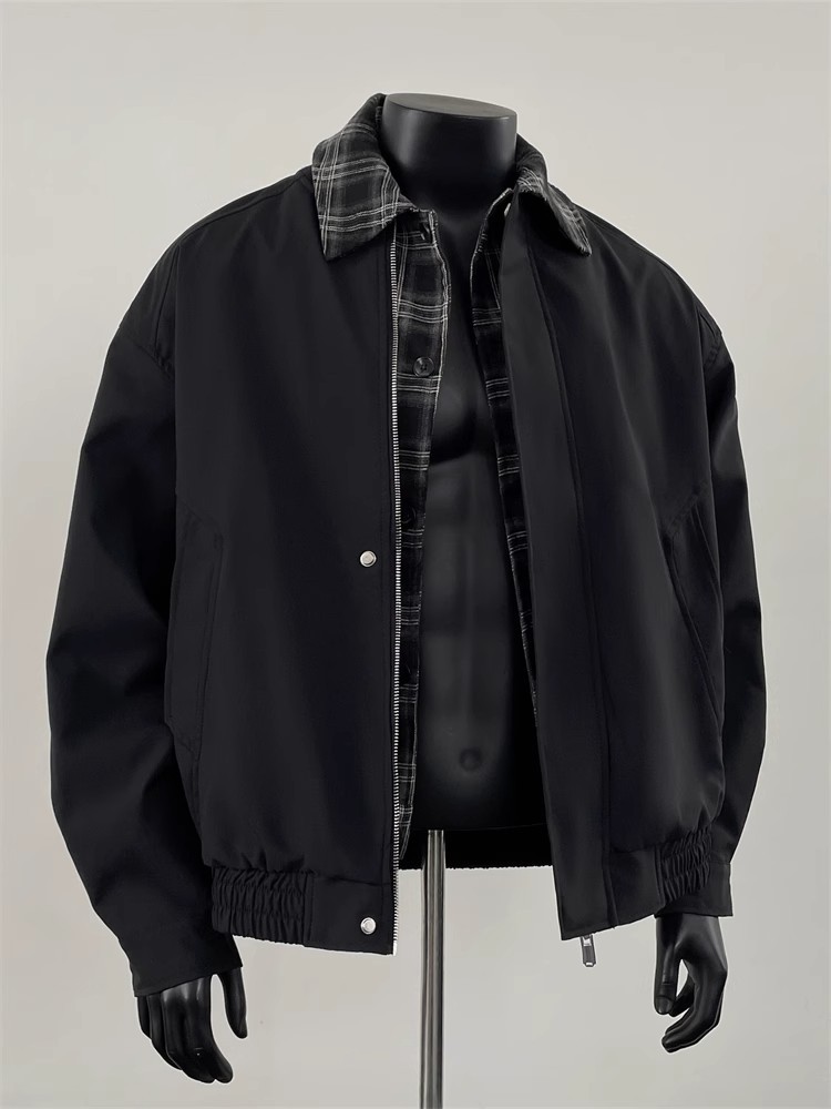 2025 nueva marca de moda callejera americana falsa de dos piezas costura contraste pareja otoño nicho diseño chaqueta sentido chaqueta