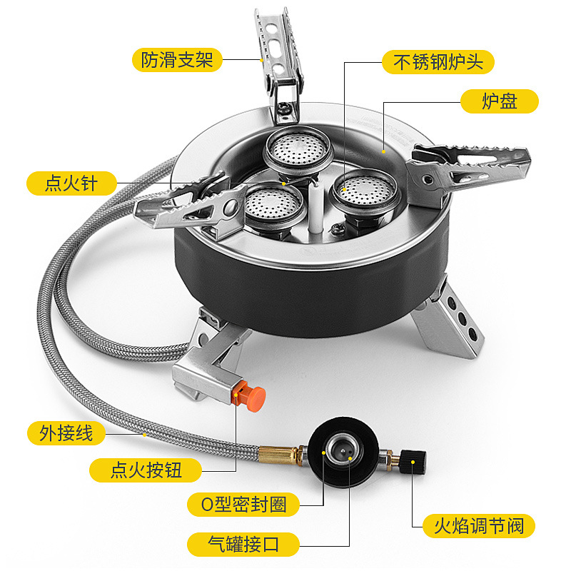 Nuevo núcleo de cobre azul fuego Samsung estufa de camping estufa portátil plegable a prueba de viento equipo de picnic horno de tres núcleos estufa de tarjeta