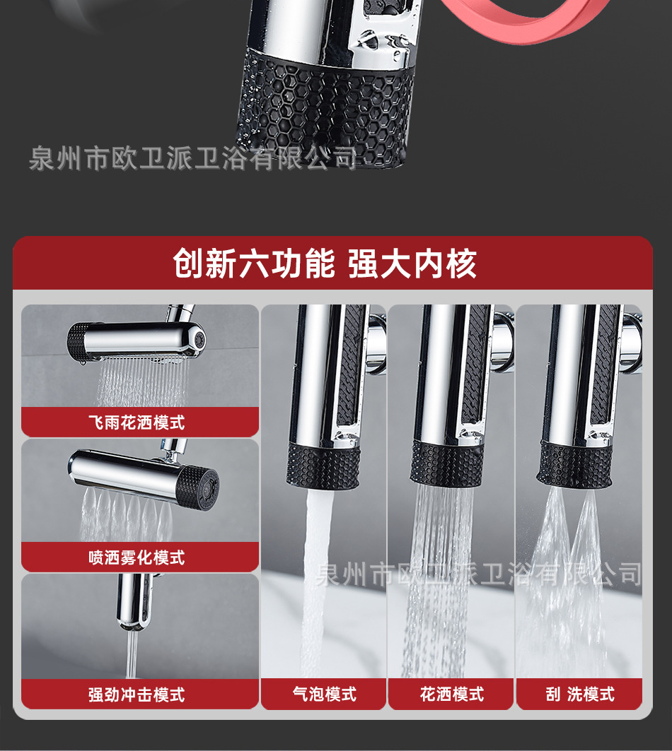 Cross-border kitchen faucet extender, splash-proof wonder, sink, universal rotatable faucet, pressure-increasing showerhead with six Settings Item Picture