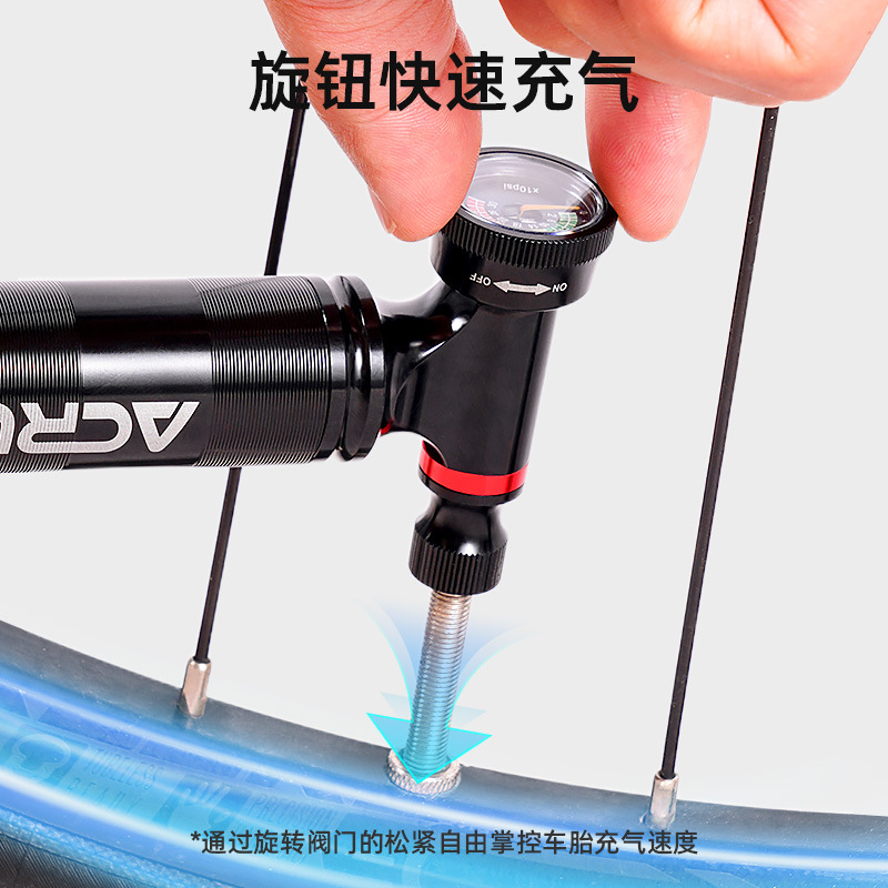 Aerulan bicicletas CO2 bomba de aire de carretera presión visual cilindro inflado bomba de carga de boca de bicicletas