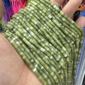 玛瑙天然石2*4mm直角橄榄绿直切扁珠隔片散珠子半成品diy饰品配件