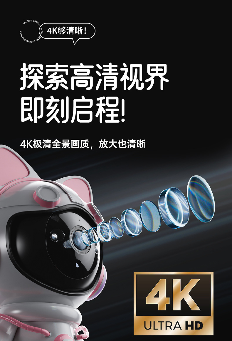 睿博士卡通摄像头家用5G双频婴儿哭声报警监护WIFI免布局智能监控