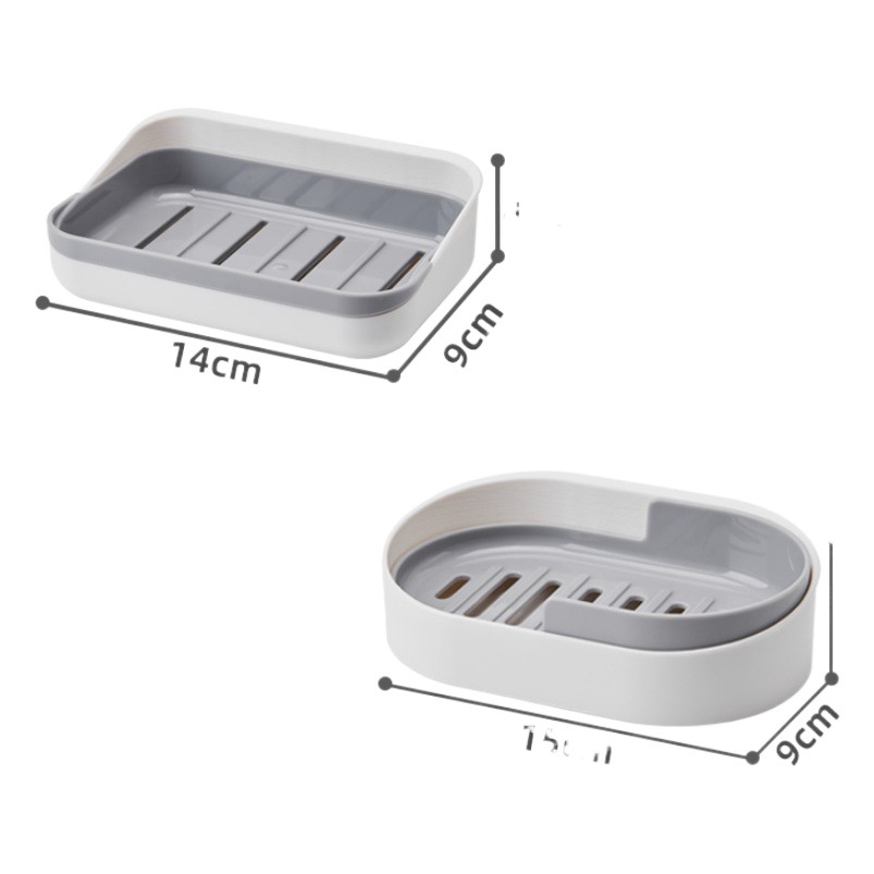 Caja de jabón creativo montado en la pared cuarto de baño de doble capa de drenaje estante ponche-libre extra grande inodoro caja de jabón