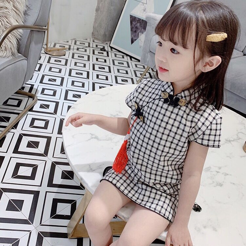 Children's summer dress, new style for girls, children's cheongsam skirt, princess dress, retro Chinese style dress, little girl dress, girls' dress.