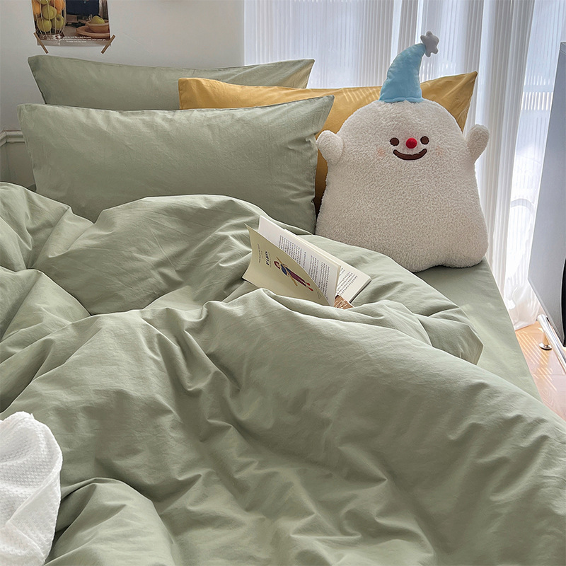 Juego de cuatro piezas de algodón 100 cama de dormitorio de algodón de tres piezas sábanas, edredón, funda de edredón, funda de edredón, cama individual para niños 4