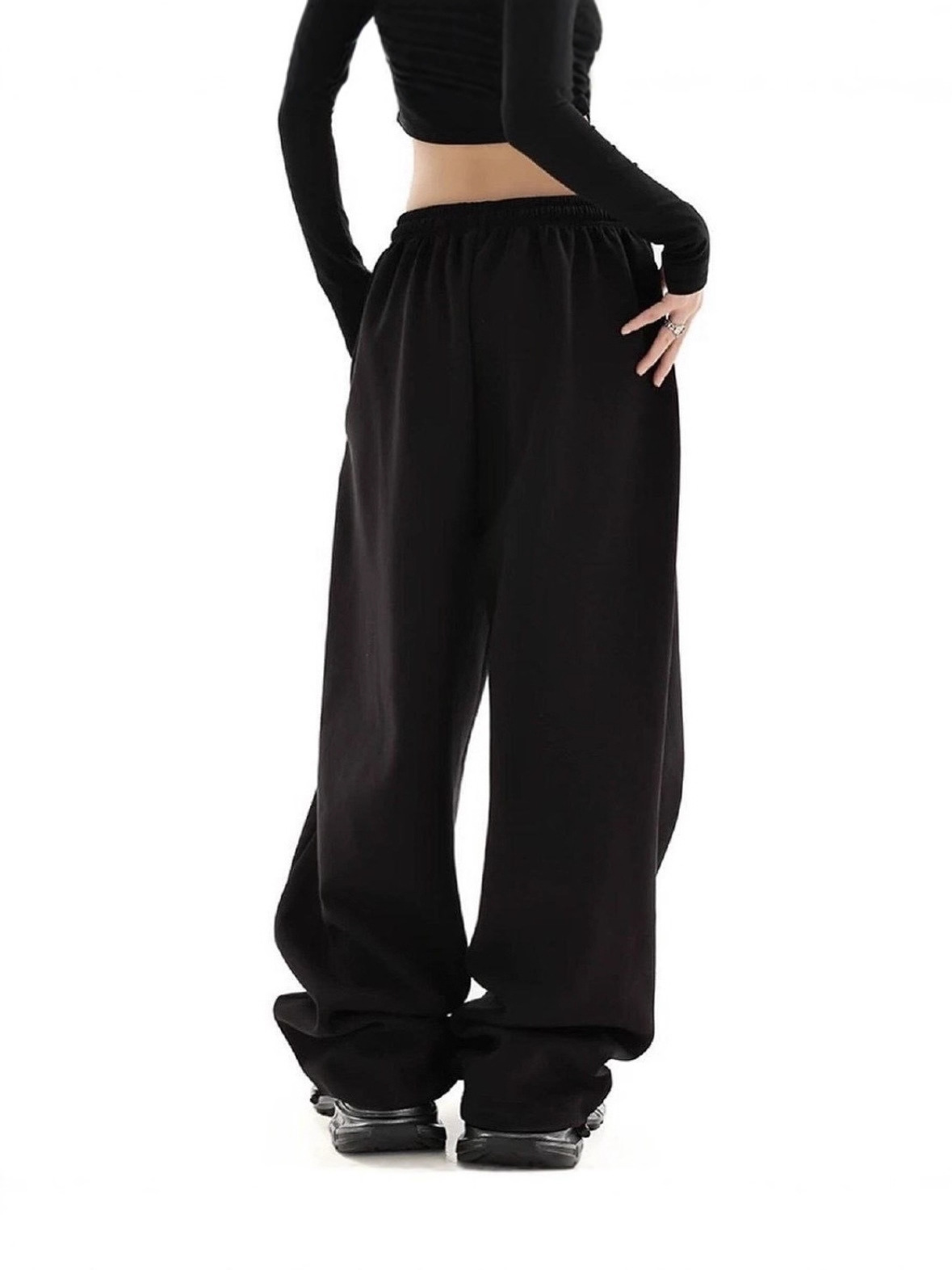Cross-border Aliexpress pantalones simples de color sólido mujeres hip-hop tendencia casual pantalones deportivos rectos sueltos pantalones largos image 5