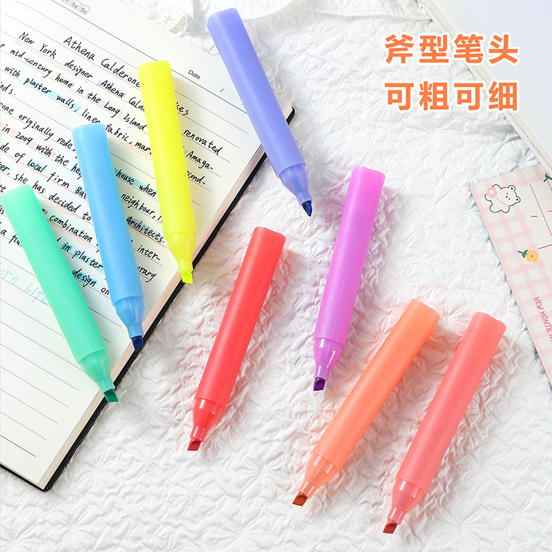 Nuevo resaltador de color caramelo, protector para los ojos de los estudiantes, marcador de marcado en el aula, bolígrafo de mano de color, marcador fresco pequeño