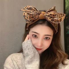 【辣妹通勤】美拉德拼色豹紋蝴蝶結髮箍寬邊韓國頭箍發卡飾品