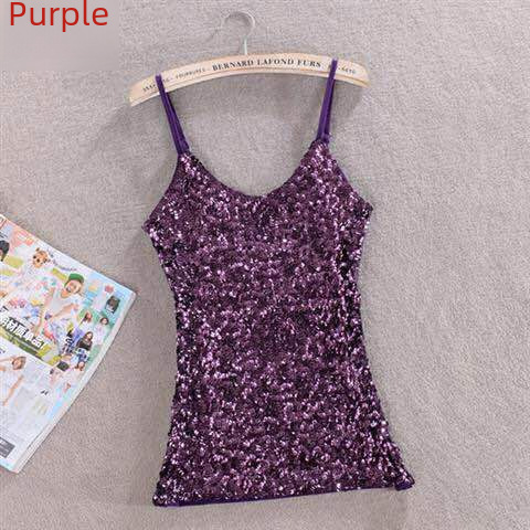 Dropshipping New Arrival Slimming, Stylish Sequin Tank Top for Women — Versatile Base Layer Vest in Color #06