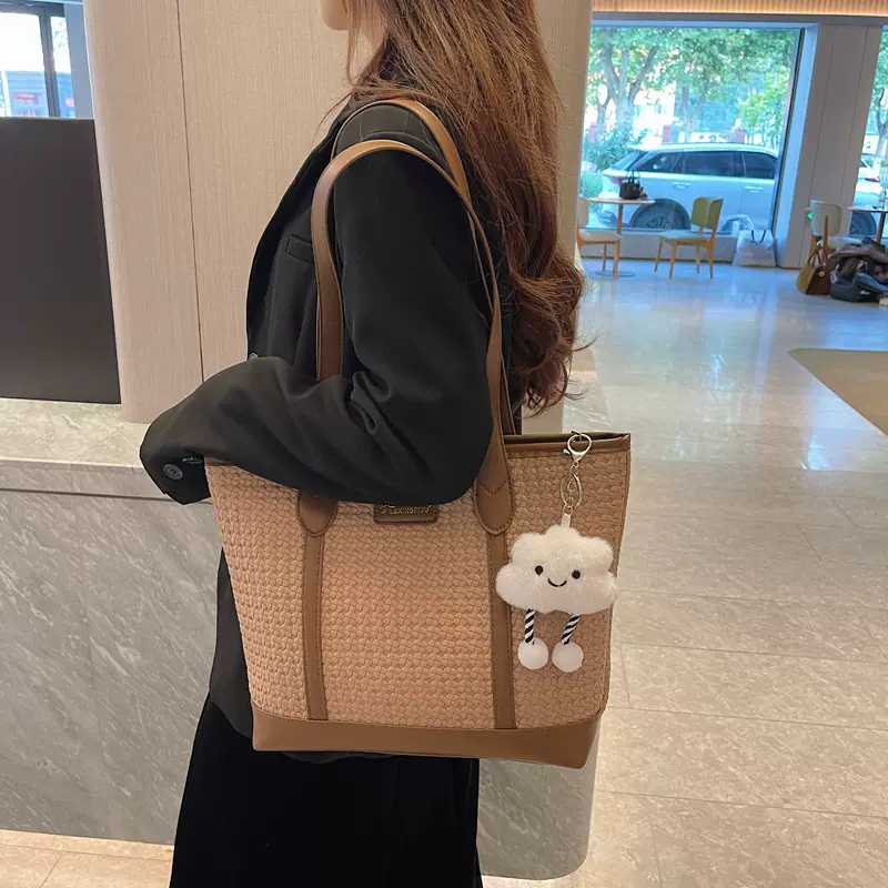 托特包韩版格子大容量包包女时尚百搭休闲简约质感通勤手提包包