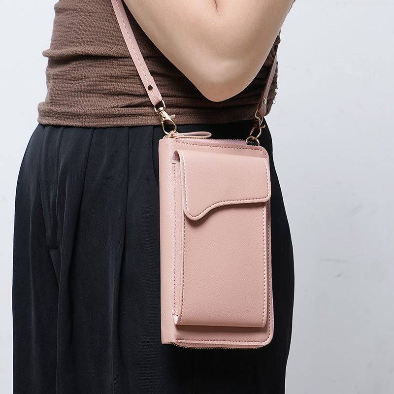2023 simple nueva moda estilo coreano hombro mensajero bolsa de gran capacidad de las mujeres larga cartera color sólido teléfono bolsa