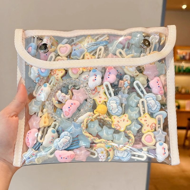 Hermosas nubes azules estrellas pinzas de cabello lateral pestañas pinzas de cabello para mujeres 2025 nuevo frente pinzas de cabello de boca de pato