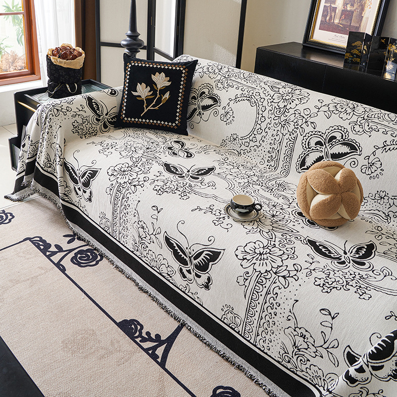 Toallas de sofá de lujo ligero Chenille grueso simple anti-deslizante cojín de sofá cuatro estaciones anti-gato universal cubierta completa de una pieza