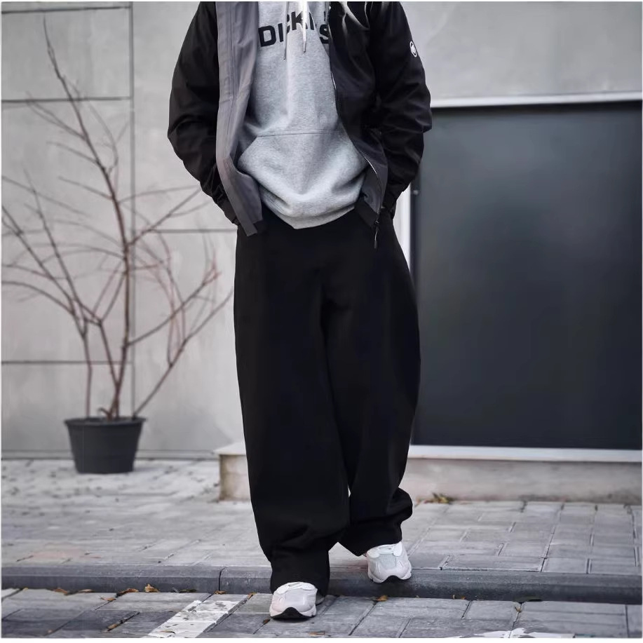 Men's Wide Leg Jeans Straight Leg Trousers Loose Fit Mid Waist Cotton Long Pants Black Light Blue_mkmklike.com