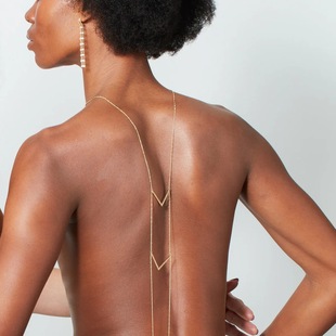 Cross-Border New Product Diamond-Encrusted V-Shaped Sexy Back Chain European and American Summer Beach Rhinestone Body Chain Women's Body Chain