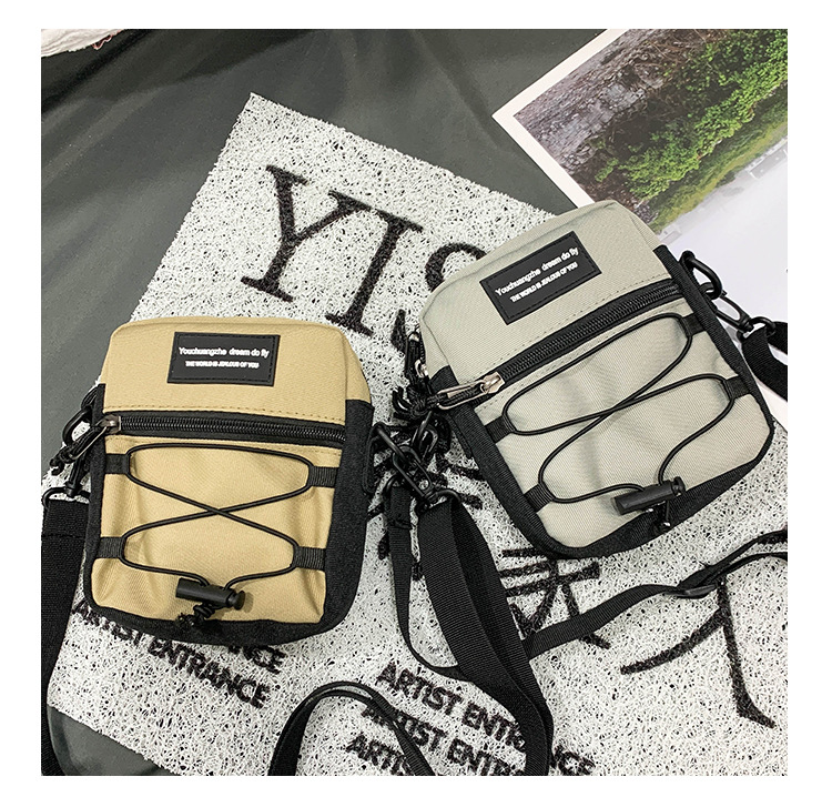 67g Weight Zipper Closure Type Single Shoulder Strap Strap Type Crossbody Bag Bags Type Nylon Material Letter Pattern Streetwear Style Square Shape Khaki, Light Grey, White, Black Color Small Size Small Nylon Letter Streetwear Square Zipper Crossbody Bag 25