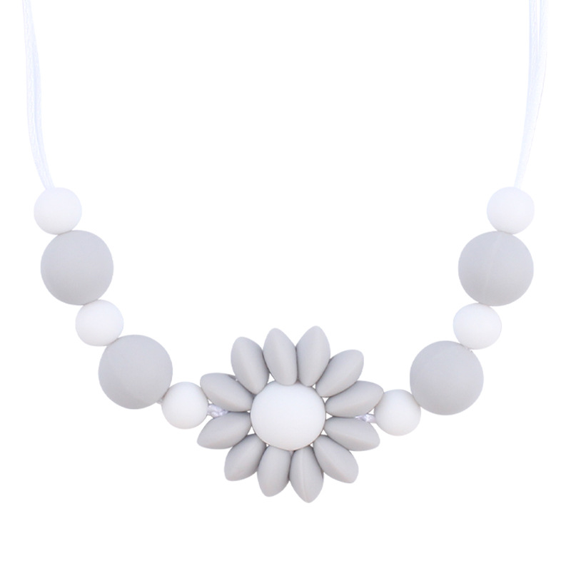 Bebé collar de flores de dibujos animados bebé creativo cuentas de silicona mordedura molar masticable COLLAR COLGANTE hecho a mano