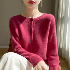 开衫外套女秋简约圆领针织开衫25新款开衫毛衣女跨境毛衣针织衫女