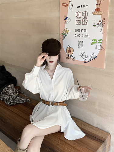 2026 loose long-sleeved dress, women's early autumn new style, irregular sweet cool shirt dress, short skirt, trendy chic