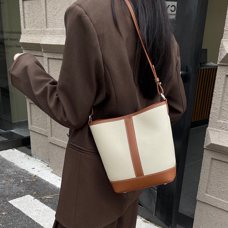Echter Leder Bucket Bag Für Damen Schulter- Und Umhängetasche_voghion.com