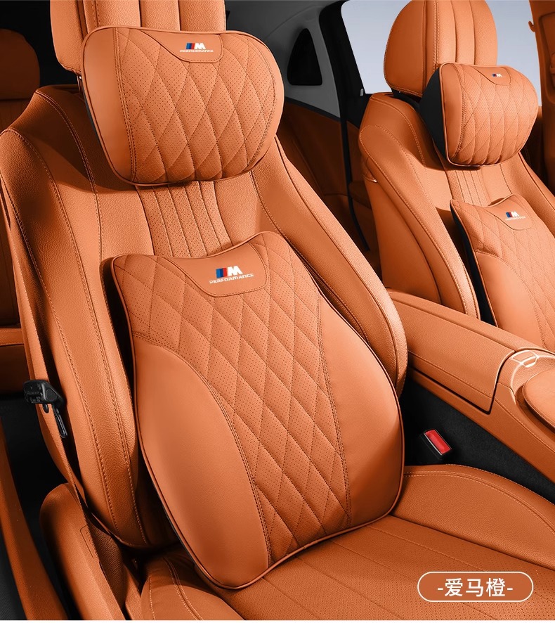 Suitable for Bmw Headrest and Waist Cushion 1/3/5/6Gt/7 Series 1X3X5/Ix3 Neck Pillow Car Interior Supplies Decoration