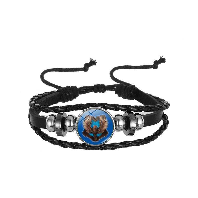 Harry Potter Harry Potter Badge Hogwarts Academy Time Gem Cowhide Bracelet Jewelry Wholesale
