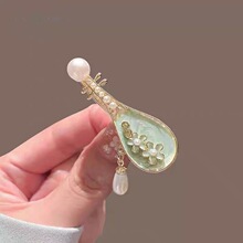 国风玫瑰花琵琶发夹女小众侧边夹刘海夹创意碎发夹子古风发卡头饰