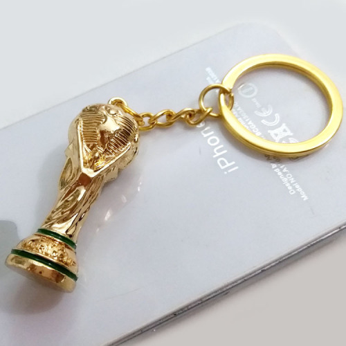 Mini World Cup Trophy Zinc Alloy Keychain Football Gold Cup Fan Metal Ornament Souvenir