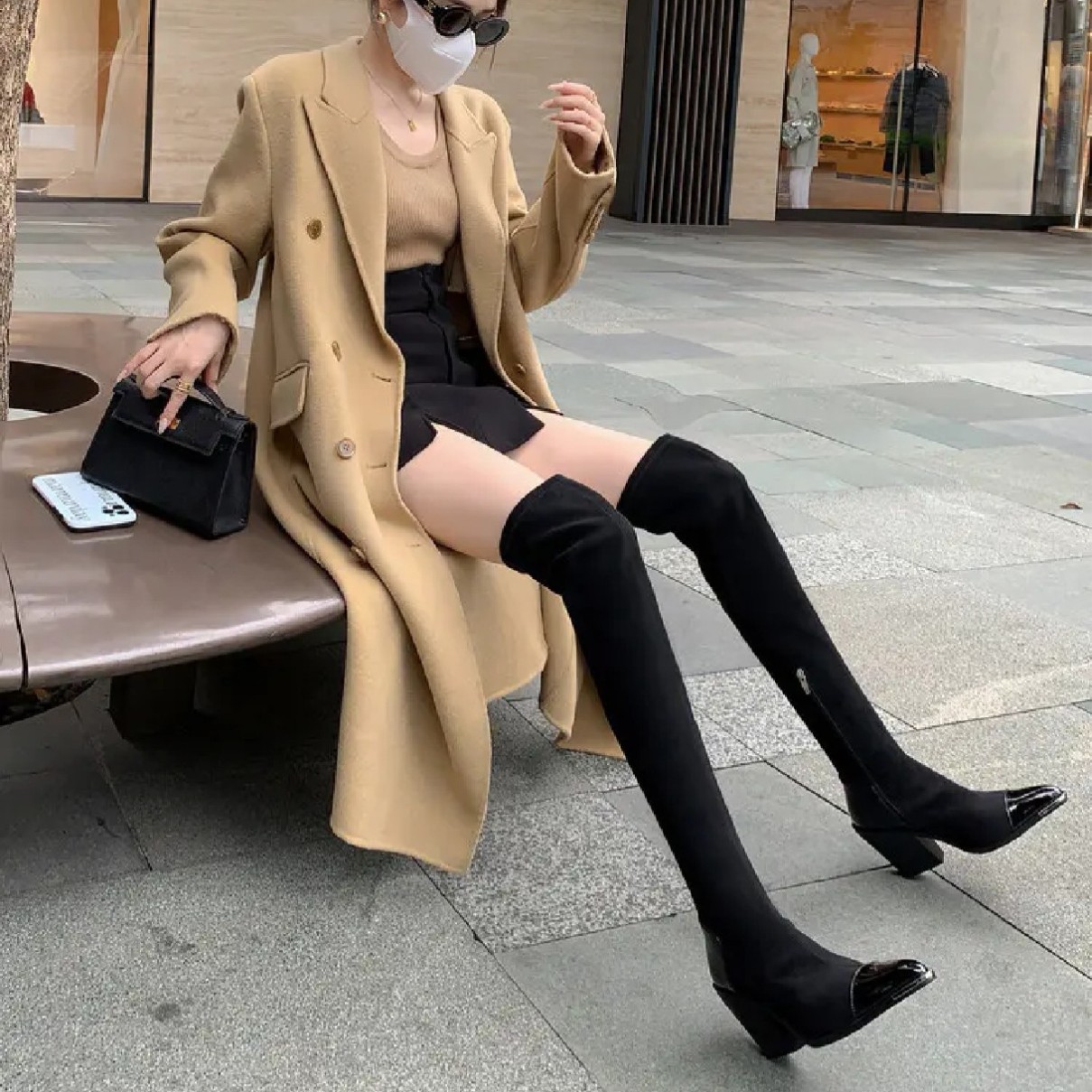 67-53成都手工真皮女鞋 断码特价金属尖头高跟过膝长靴显瘦靴子