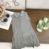 Girl's skirt for leisure sleevless, fashionable dress, children's clothing, 2023, polo collar