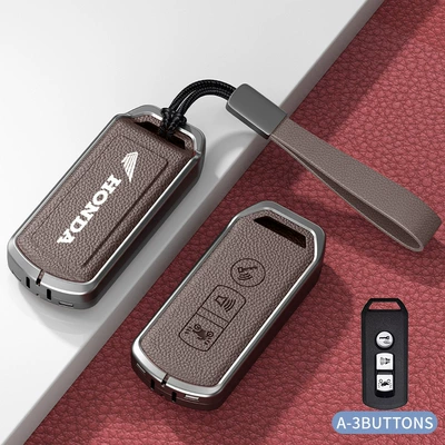 Protective Shell – Car key bag - standard-model-a-mocha-brown-zinc-alloy-shell-hand-strap