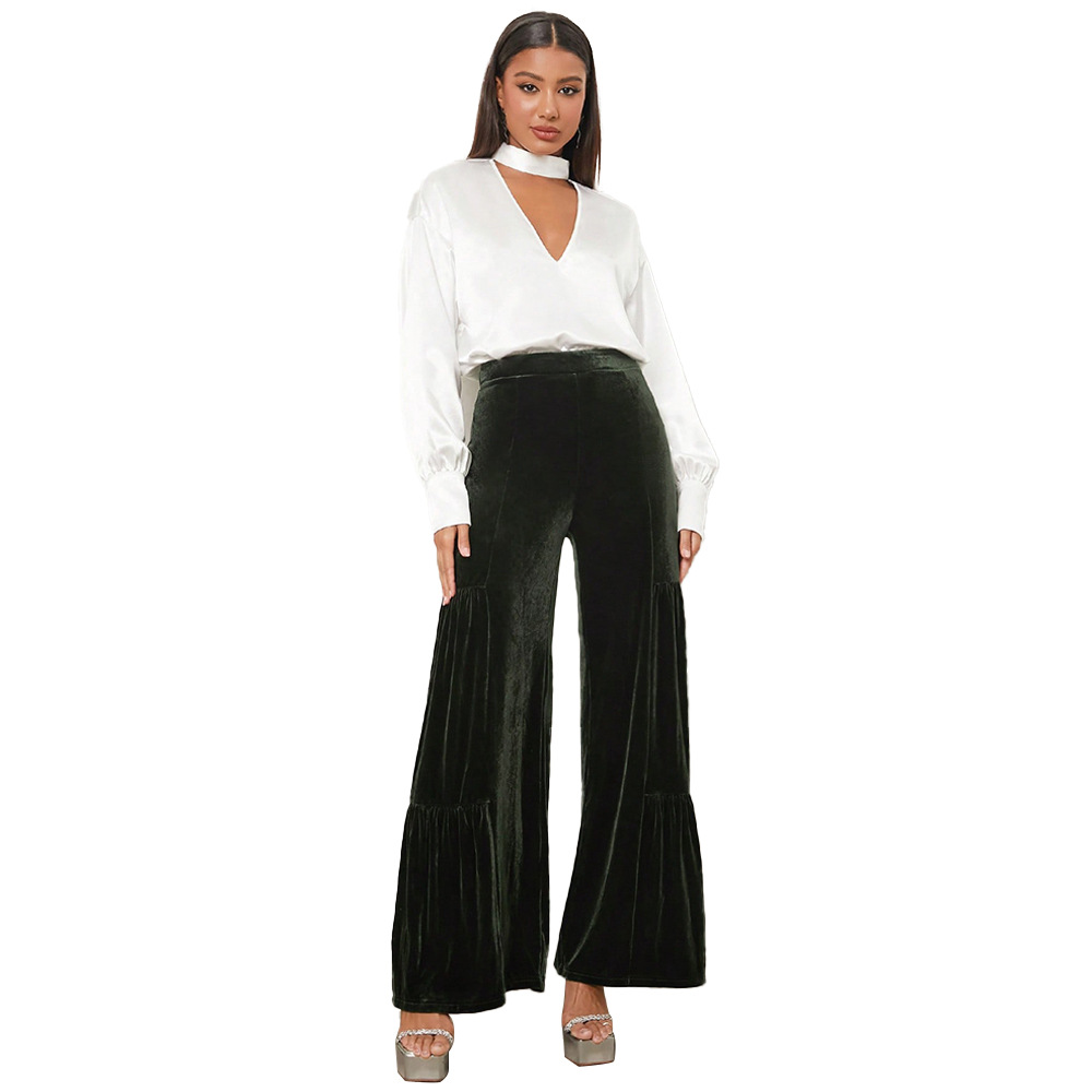 Women's solid color slim pants_voghion.com