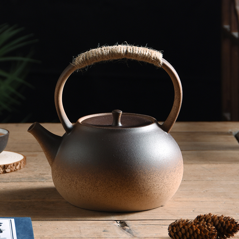 Retro Ceramic Kettle for Boiling Water, Tea Kettle, Electric Ceramic Stove, Health Kettle, Open Flame Charcoal Stove, Outdoor Stoneware Kettle