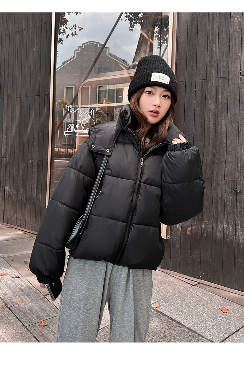 Piumino invernale in cotone 2023 nuova giacca in cotone da donna versione coreana giacca da studente corta con cappuccio per pane sciolto_voghion.com