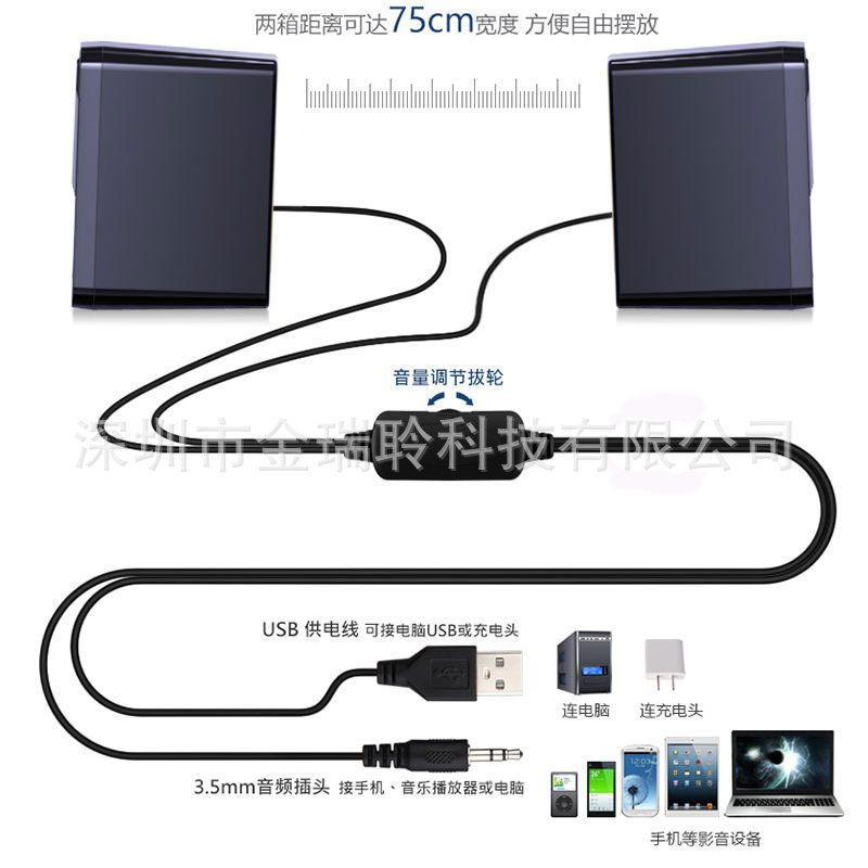 Audio para computadora, escritorio, portátil para el hogar, mini altavoz, subwoofer de escritorio con cable, alta calidad de sonido al por mayor