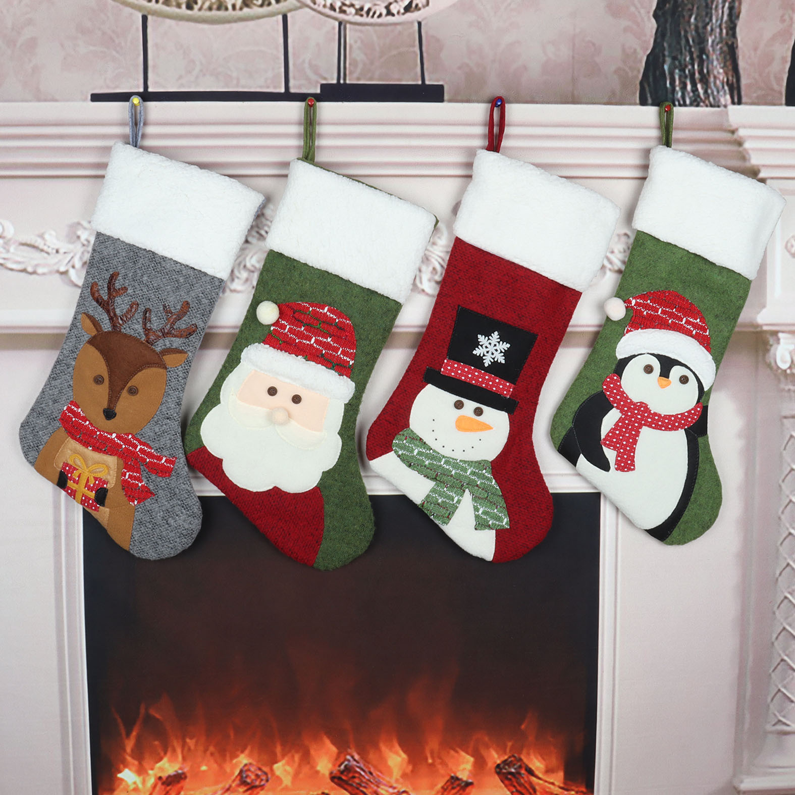 Medias navideñas decorativas con diseños festivos, para dulces