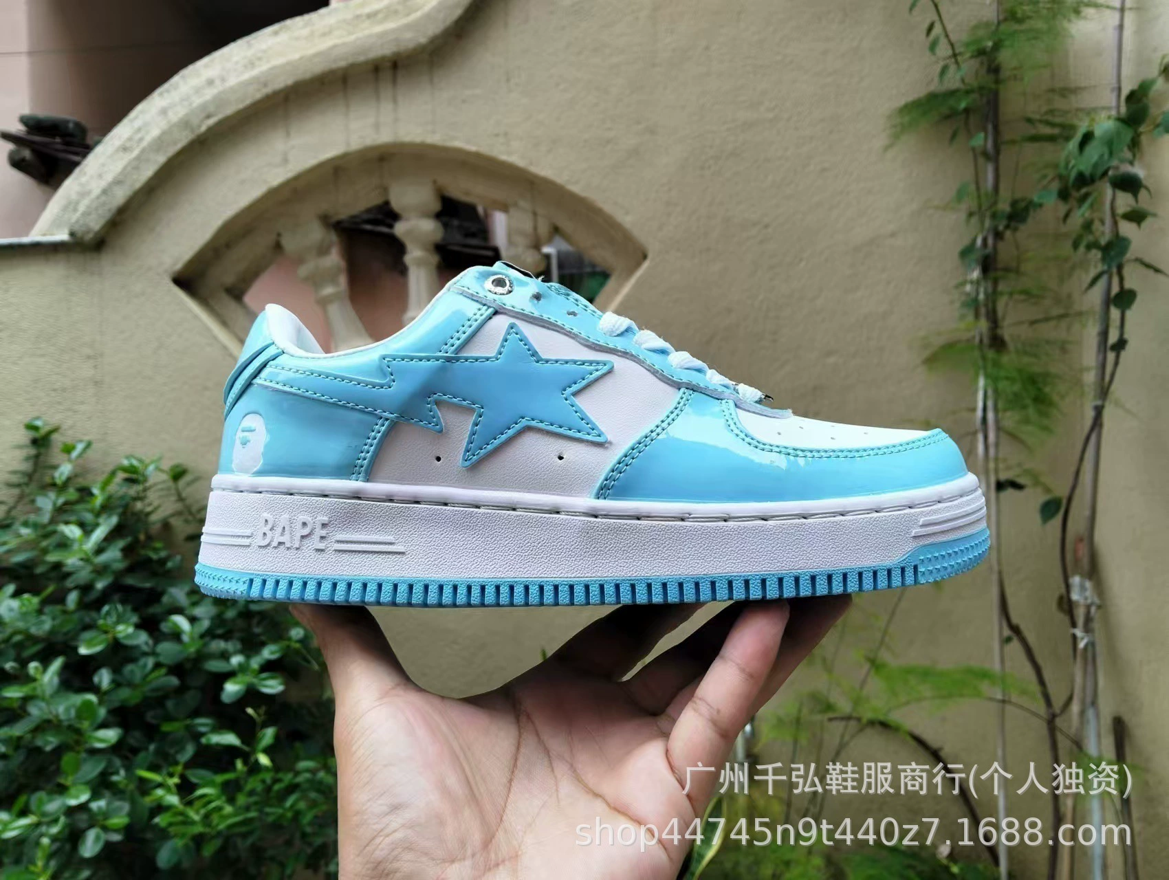Кроссовки (BAPE) из лаковой кожи, блестящие с изображением головы обезьяны, уличный повседневный стиль