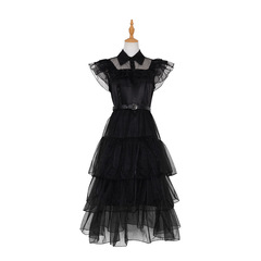 Cosplay Inspired Dance Dress, Wednesday Style, Black Female Wedding Gown for Two Days A Week