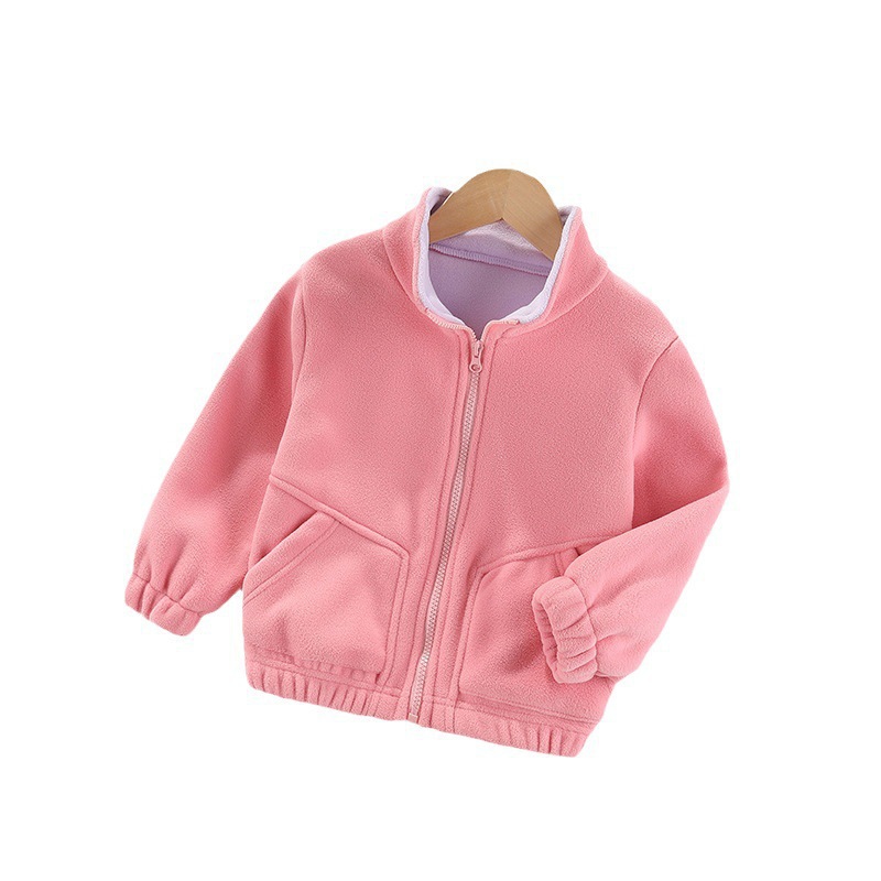 Otoño e invierno Nueva chaqueta de lana olímpica para niños y niñas bebé más chaqueta de terciopelo cálido ropa de invierno de lana de doble cara para niños