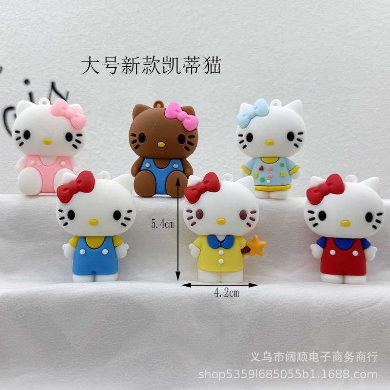Sanrio Hello Kitty Keychain Blind Box Soft Rubber Doll Pendant Cute KT Cat Keychain Pendant for Doll Machine Accessories